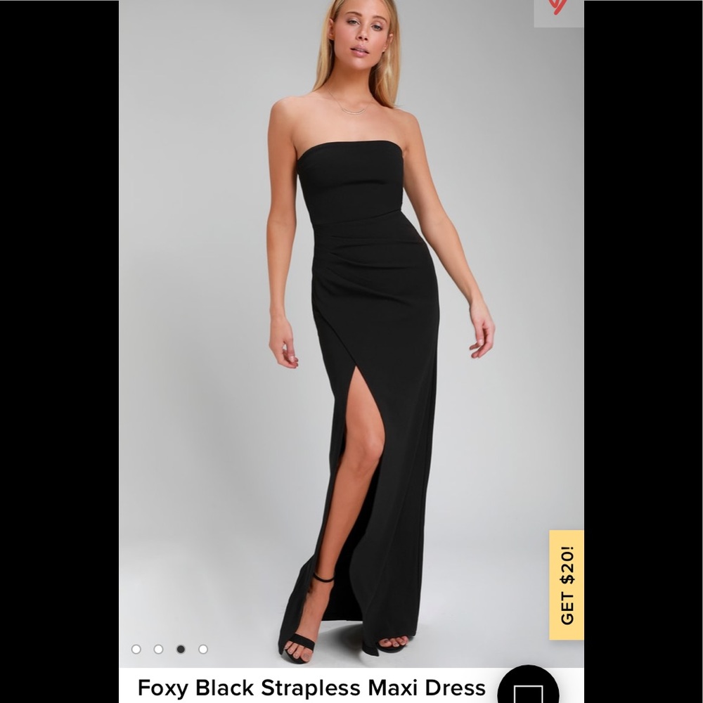 Lulu’s foxy black strapless maxi dress